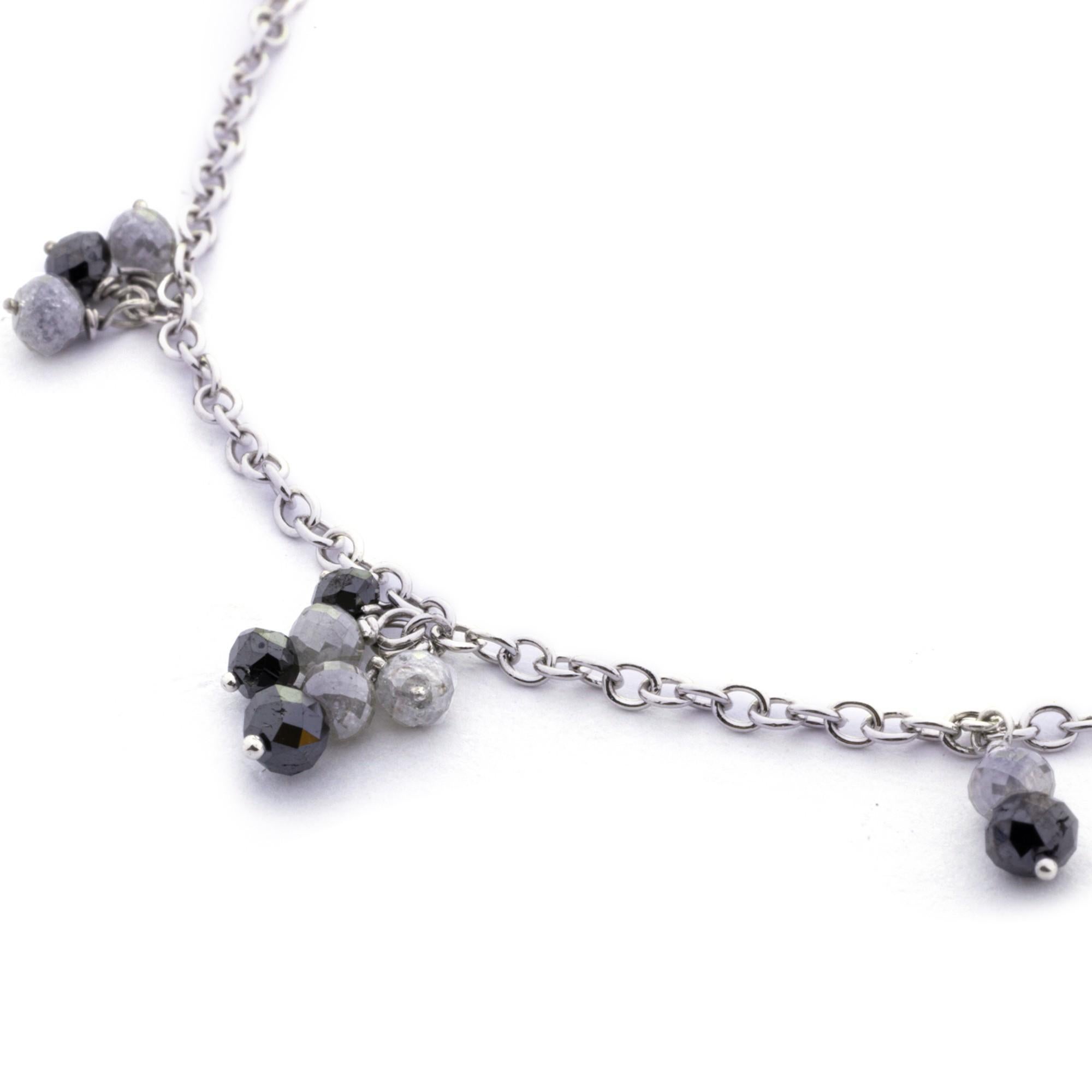 Taille briolette Alex Jona Bracelet en or blanc 18 carats avec diamants noirs et glaces en vente