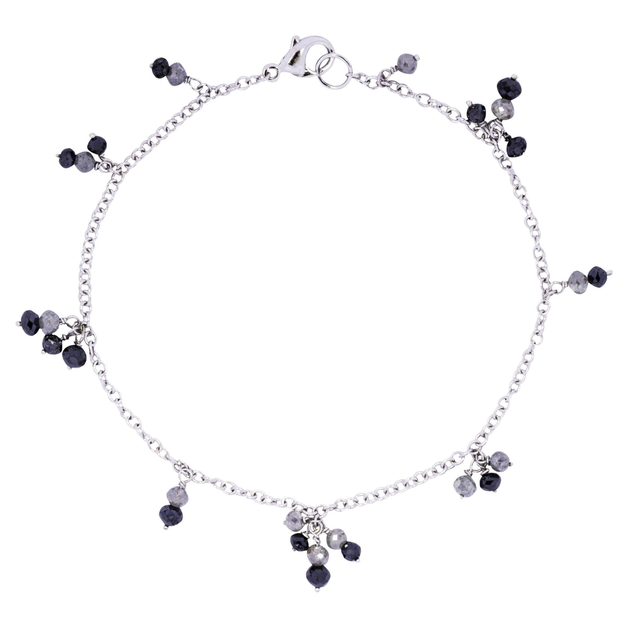 Alex Jona Bracelet en or blanc 18 carats avec diamants noirs et glaces en vente