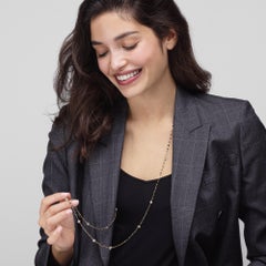 Black and Rough Ice Grey Diamond Necklace in 18 Karat White Gold