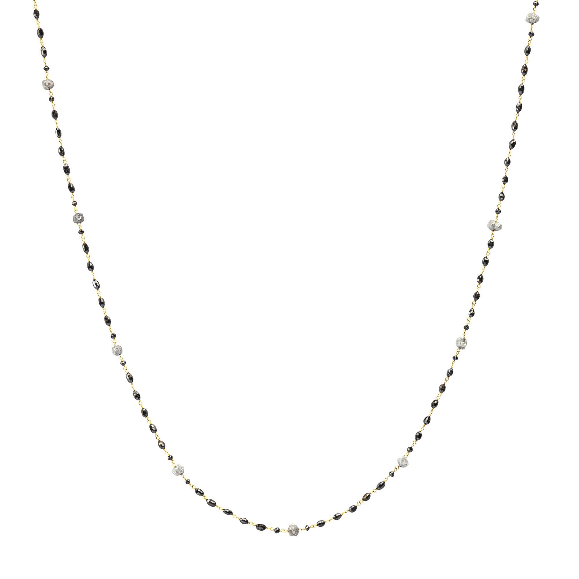 Alex Jona Collier en or blanc 18 carats avec diamants noirs et gris glace brut en vente 1