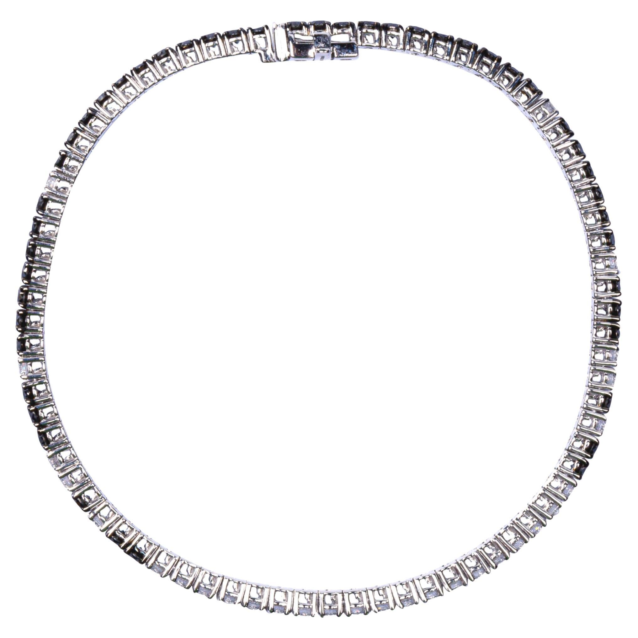 Alex Jona Pulsera de tenis de oro blanco de 18 quilates con diamantes blancos y negros Contemporáneo en venta