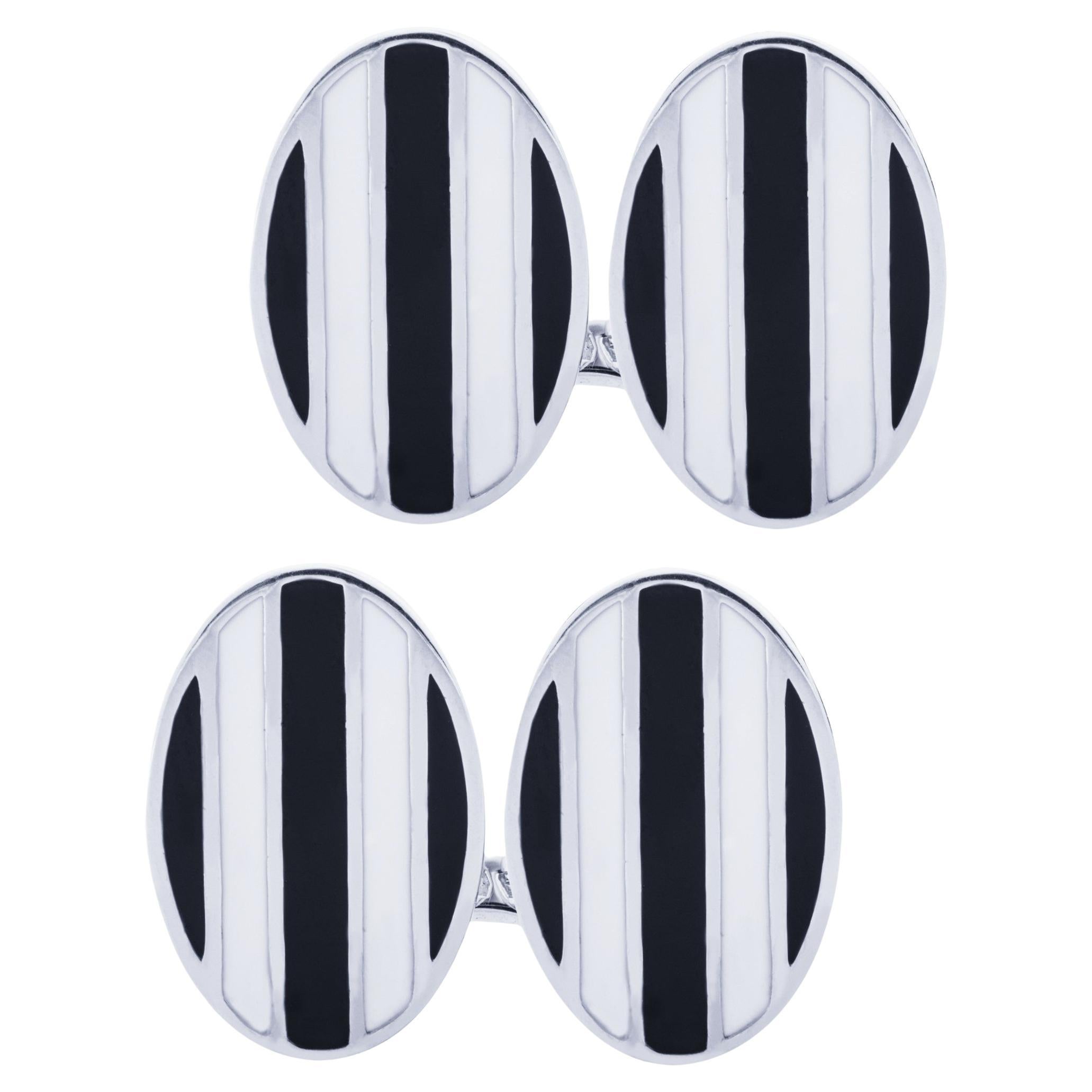 Gemelos de plata de ley Alex Jona Escudo de la Juventus esmaltado en blanco y negro