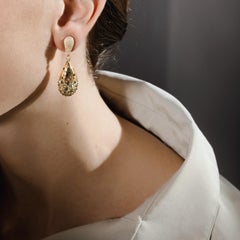 Alex Jona Black Brown and White Diamond 18 Karat Rose Gold Drop Earrings