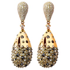 Alex Jona Black Brown and White Diamond 18 Karat Rose Gold Drop Earrings