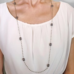 Alex Jona Black Diamond 18 Karat Gold Sautoir Necklace with Ice Diamond Pebbles