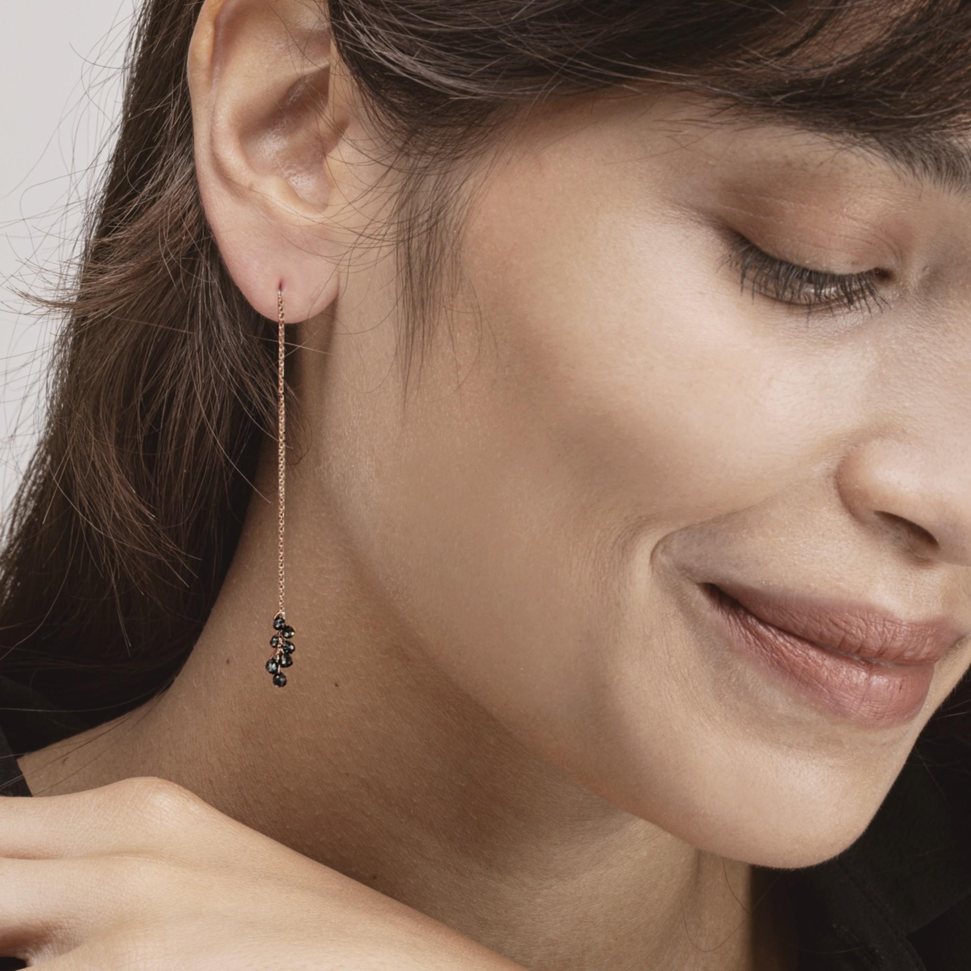 Alex Jona Black Diamond 18 Karat Rose Gold Dangle Earrings In New Condition For Sale In Lugano, CH