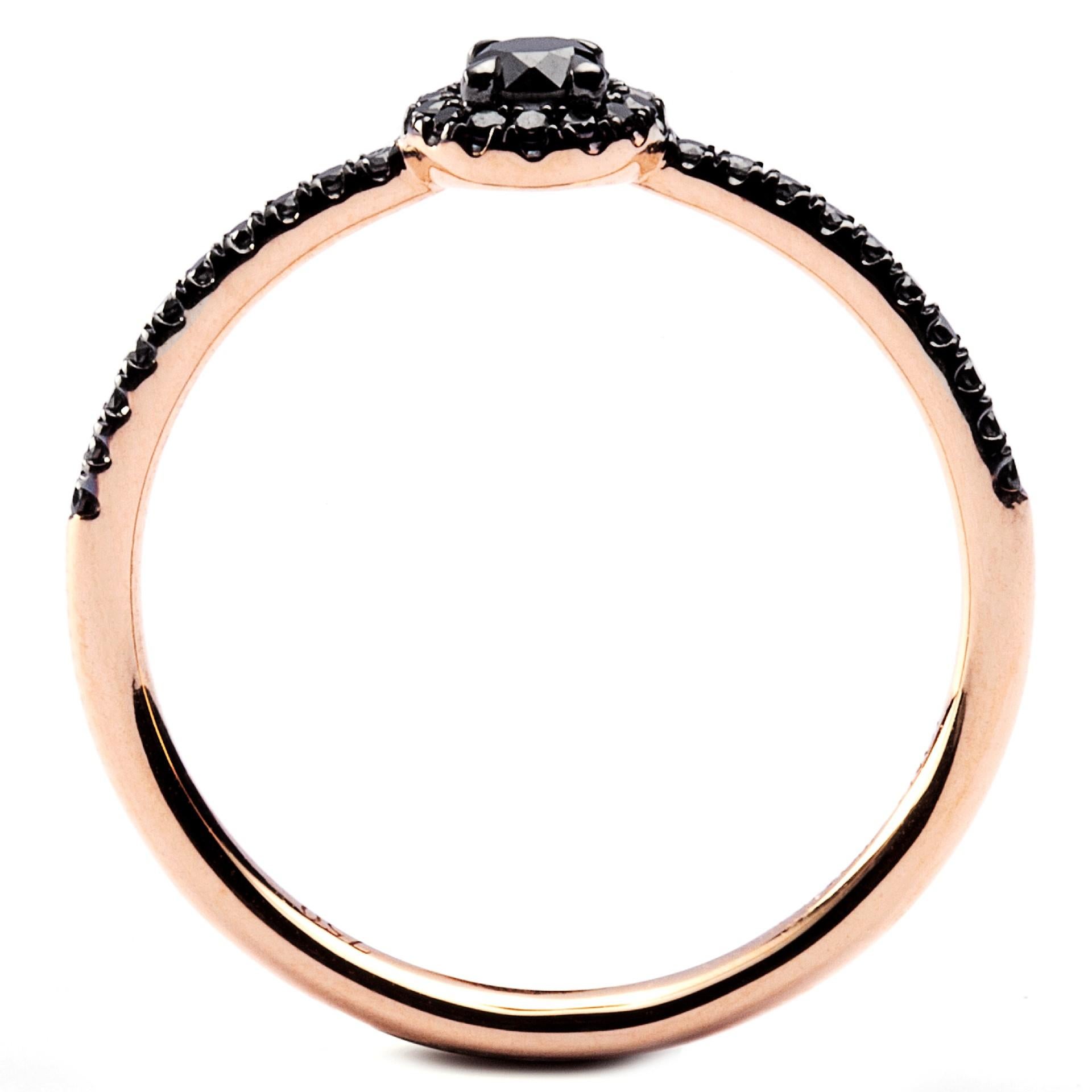 Alex Jona Anillo Halo Diamante Negro Oro Rosa 18 Kilates en venta 1