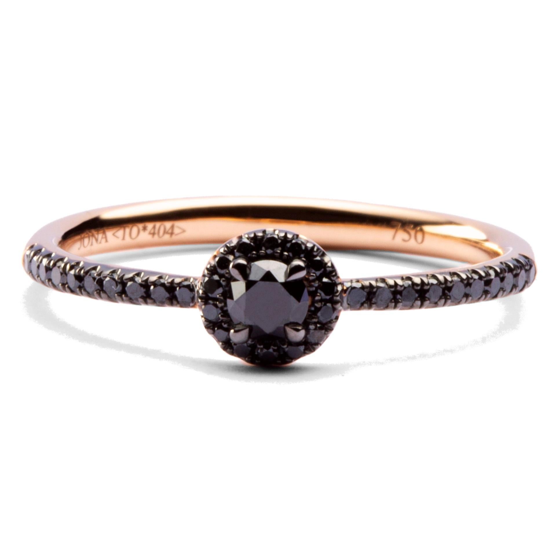 Alex Jona Halo-Ring, schwarzer Diamant 18 Karat Roségold (Rosenschliff) im Angebot