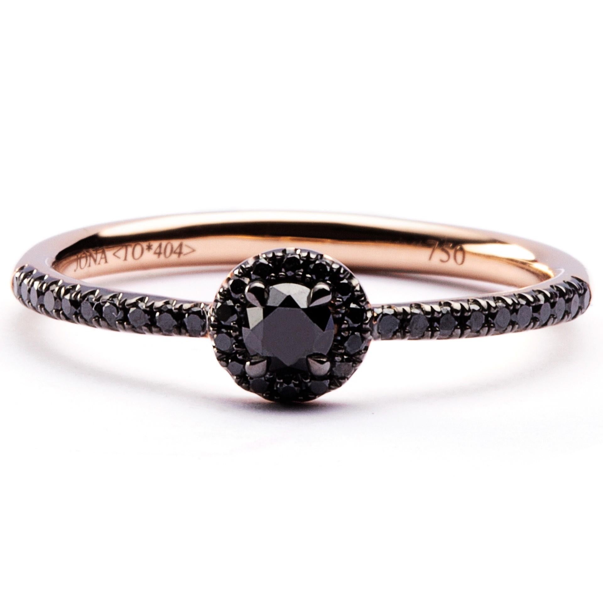 Alex Jona Anillo Halo Diamante Negro Oro Rosa 18 Kilates Corte rosa en venta