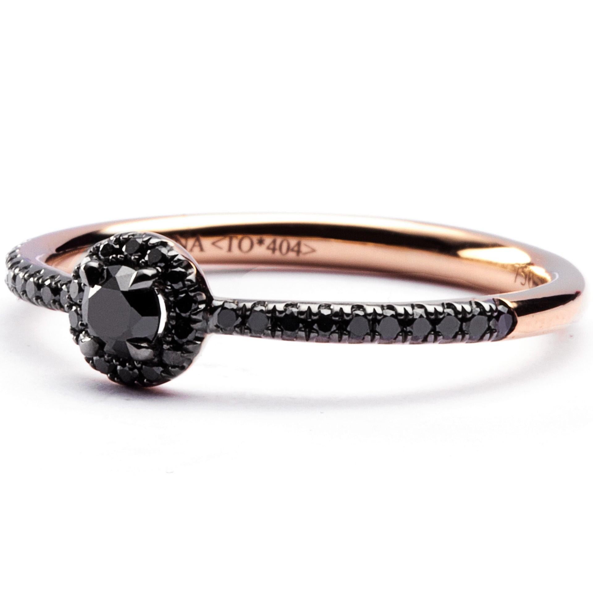 Alex Jona Anillo Halo Diamante Negro Oro Rosa 18 Kilates en Nuevo estado para la venta en Lugano, CH