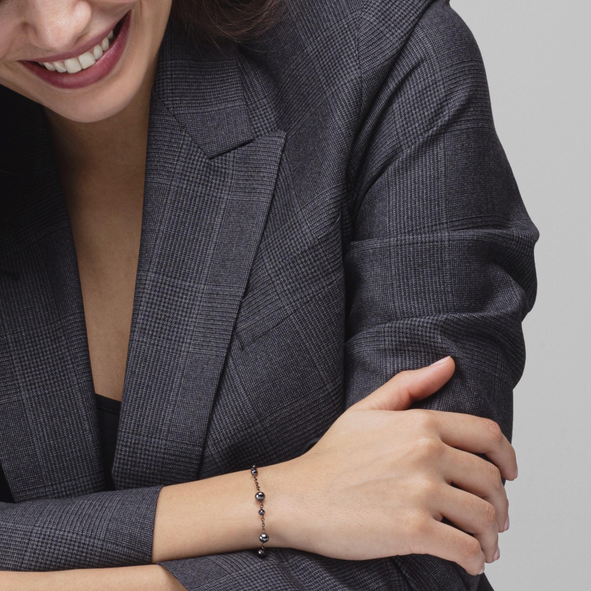 Donna Alex Jona Bracciale con diamanti neri in oro bianco 18 carati e rodio nero in vendita