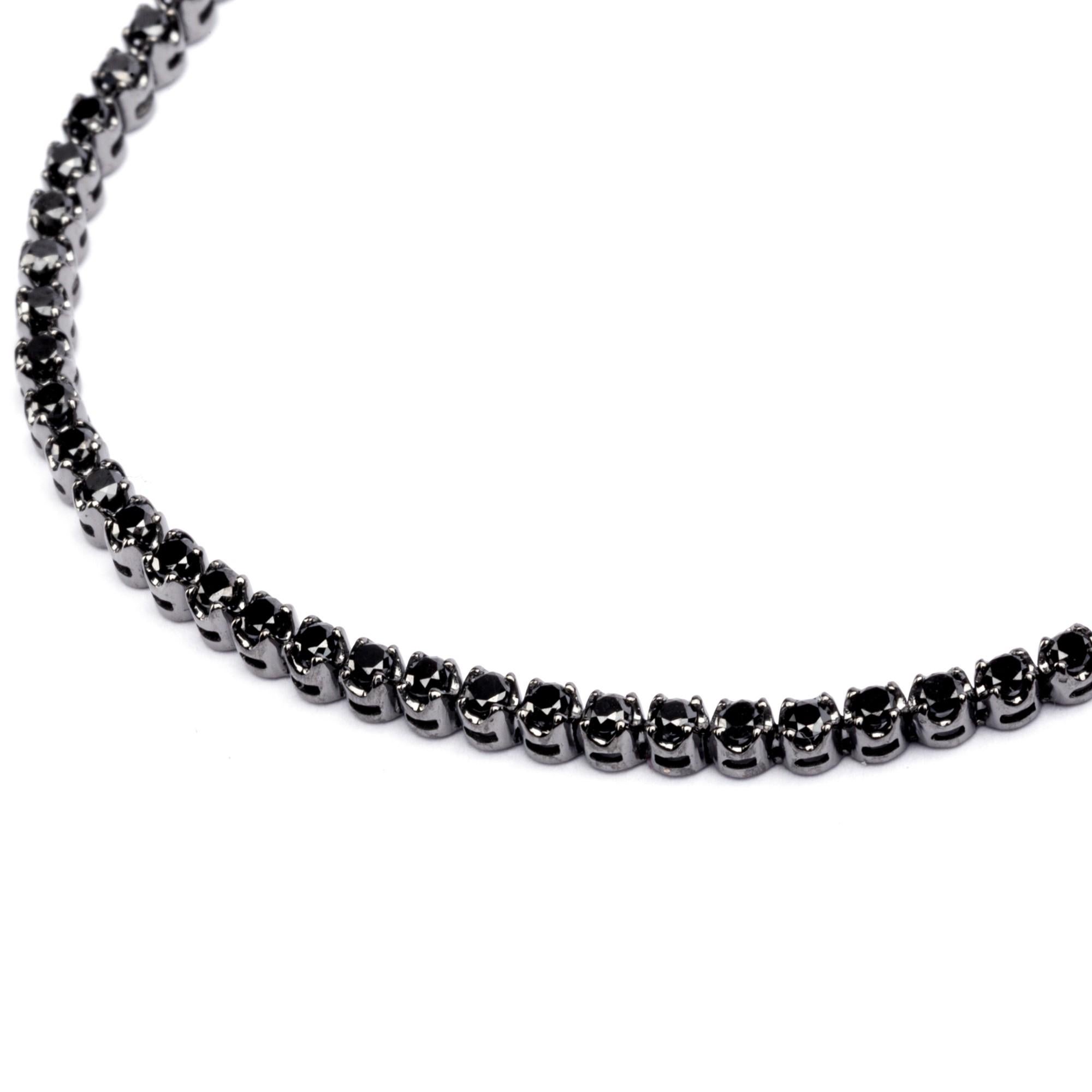 Alex Jona Black Diamond 18 Karat White Gold Black Rhodium Tennis Bracelet For Sale 1