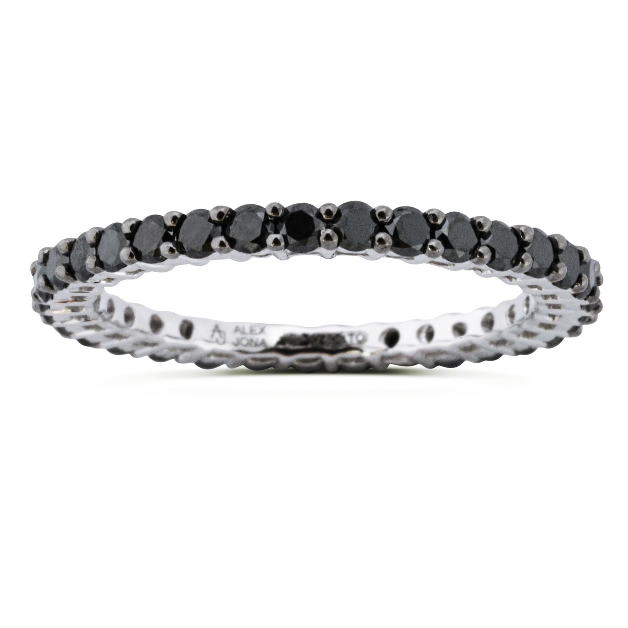 Eternity-Ring aus 18 Karat Weißgold mit schwarzem Diamant von Alex Jona für Damen oder Herren im Angebot