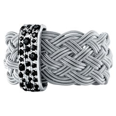Alex Jona Anello in filigrana con diamante nero in oro bianco 18 carati