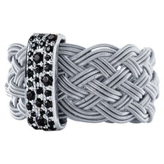 Alex Jona, bague filigrane en or blanc 18 carats avec diamants noirs