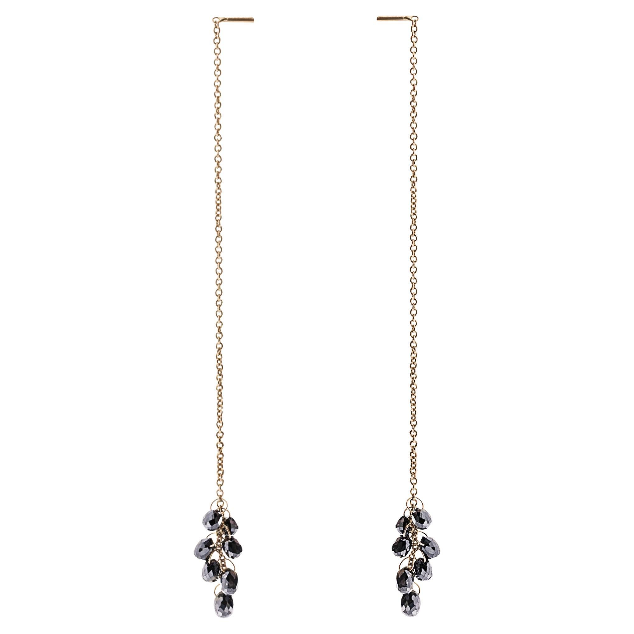 Alex Jona Black Diamond 18 Karat Rose Gold Dangle Earrings