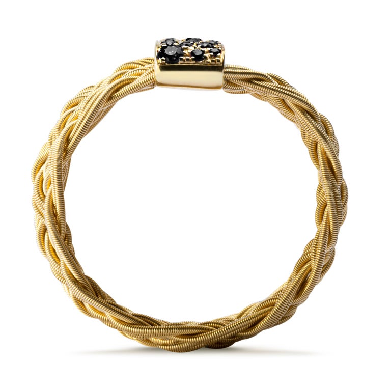 Alex Jona Black Diamond 18 Karat Yellow Gold Filigree Ring Band In New Condition For Sale In Torino, IT