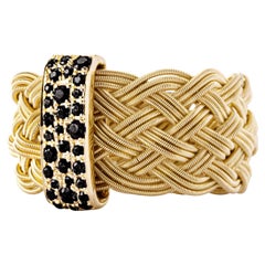 Alex Jona Black Diamond 18 Karat Yellow Gold Filigree Ring Band