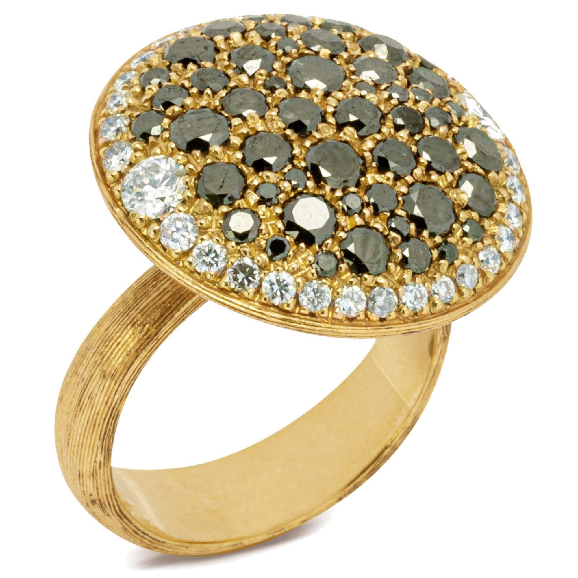 Alex Jona, bague en or rose 18 carats avec diamants noirs et diamants blancs Neuf - En vente à Torino, IT