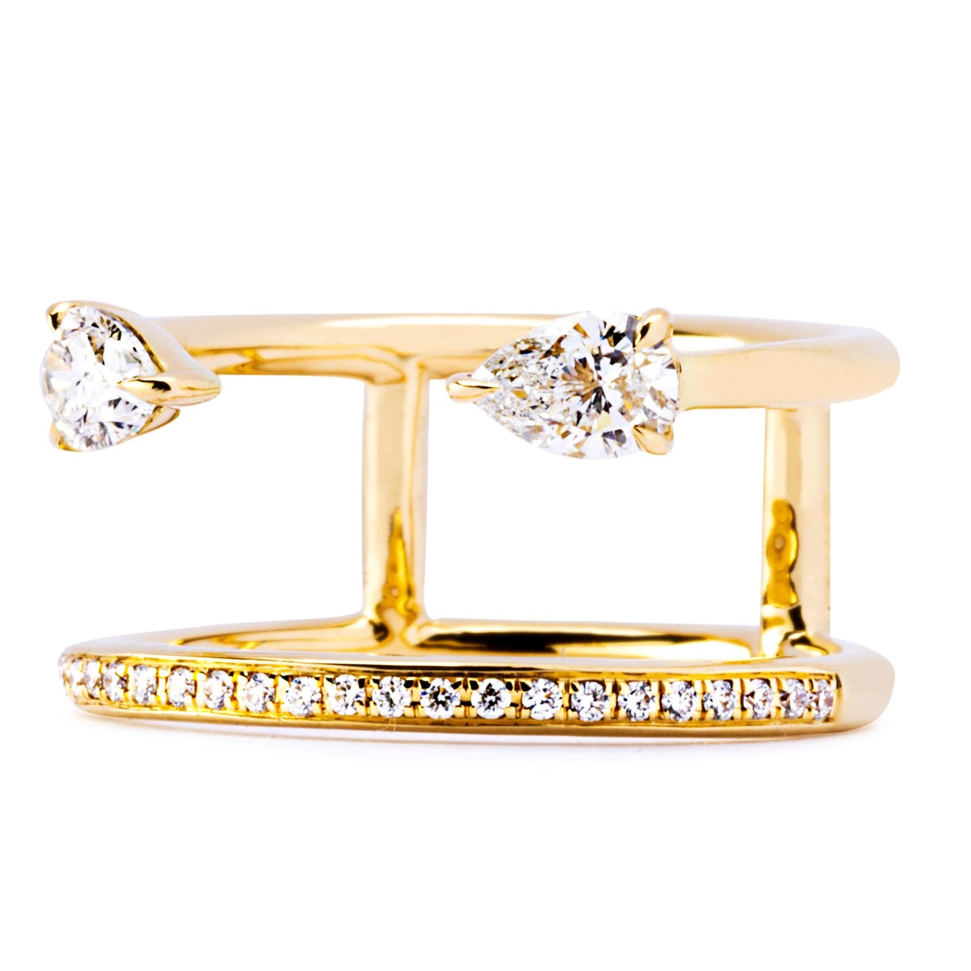 Offener Ring aus 18 Karat Gelbgold mit schwarzen Diamanten und weißen Diamanten von Jona im Zustand „Neu“ im Angebot in Torino, IT