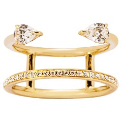 Offener Ring aus 18 Karat Gelbgold mit schwarzen Diamanten und weißen Diamanten von Jona