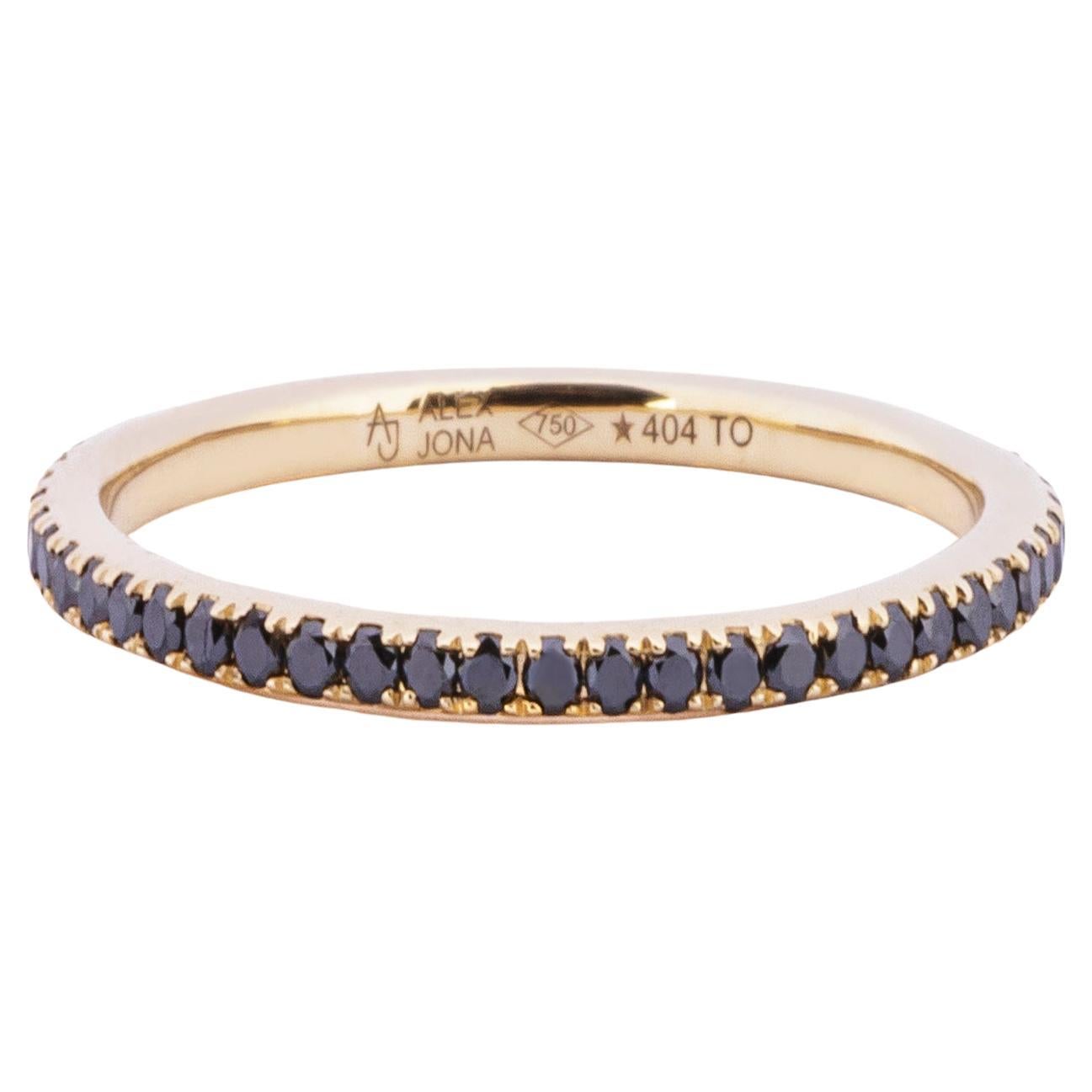 Designer Black Diamond Gold Eternity Ring at 1stDibs