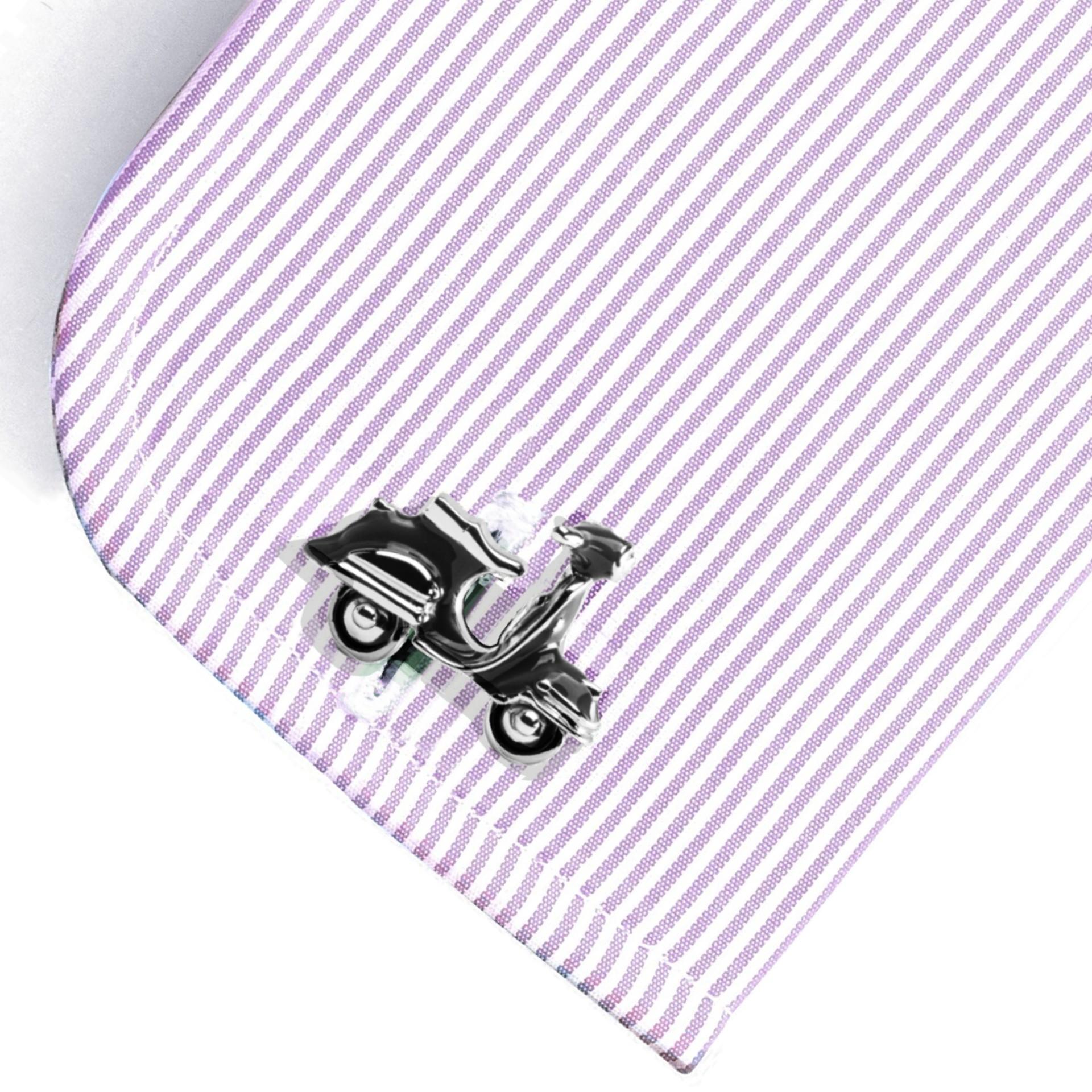 Alex Jona Black Enamel Silver Scooter Cufflinks In New Condition For Sale In Torino, IT