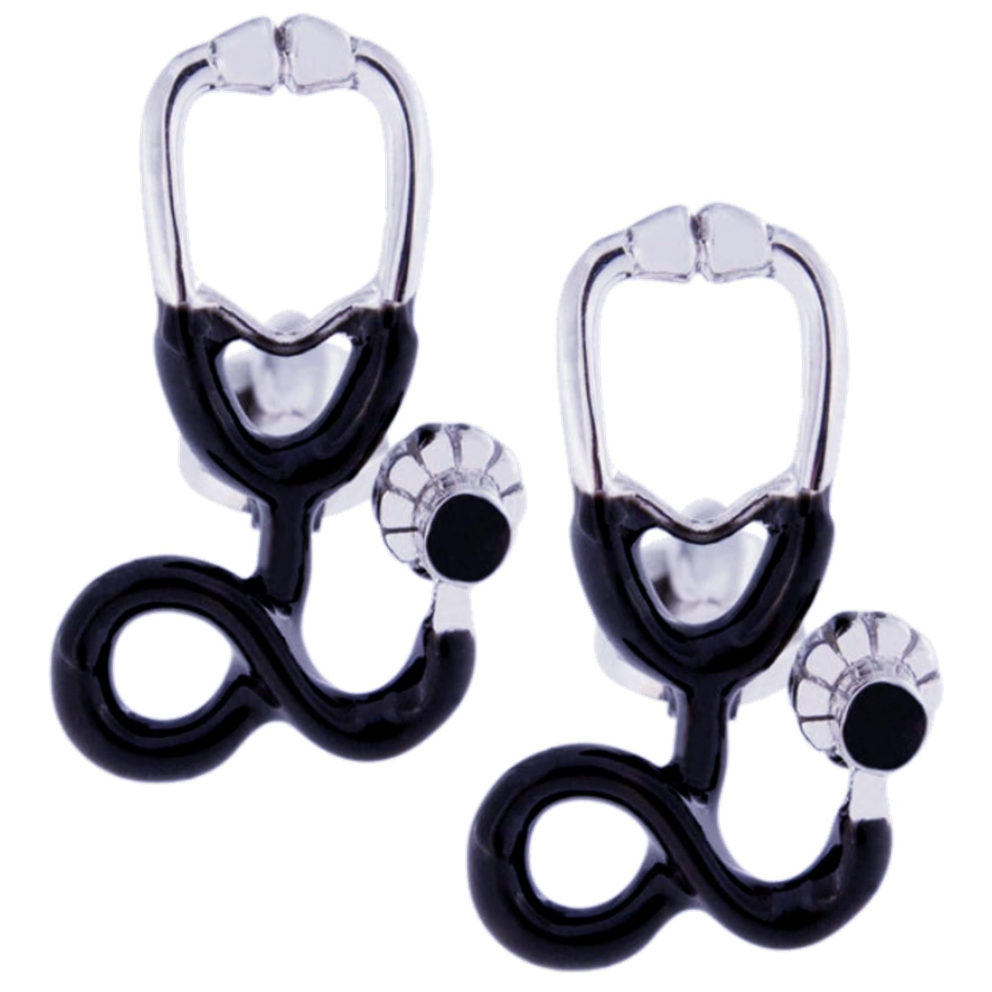Manschettenknöpfe von Jona aus schwarzer Emaille und Sterlingsilber mit Stethoscope-Muster im Zustand „Neu“ im Angebot in Torino, IT