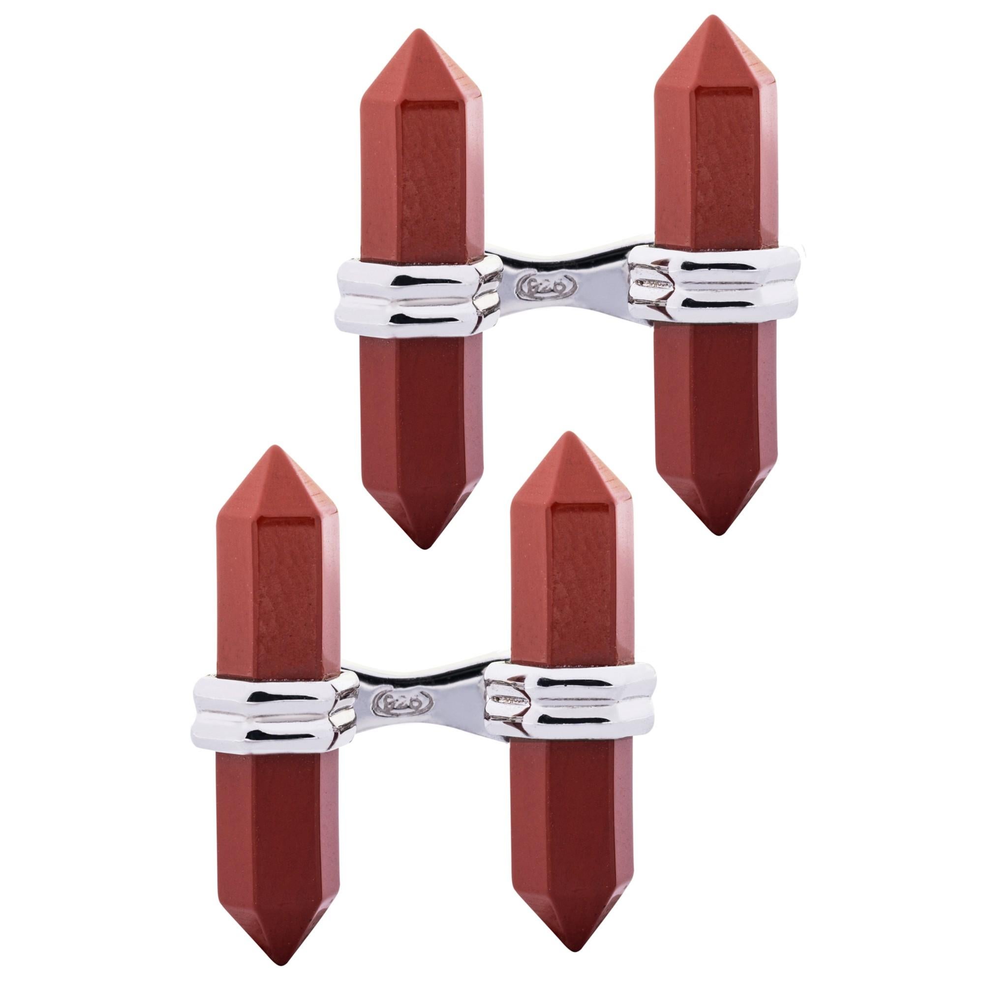 Gemelli in argento Alex Jona Black Red Jasper Bar