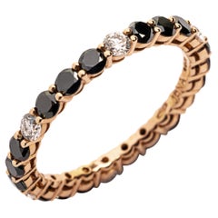 Alex Jona Anillo de oro rosa de 18 quilates con diamantes blancos y negros