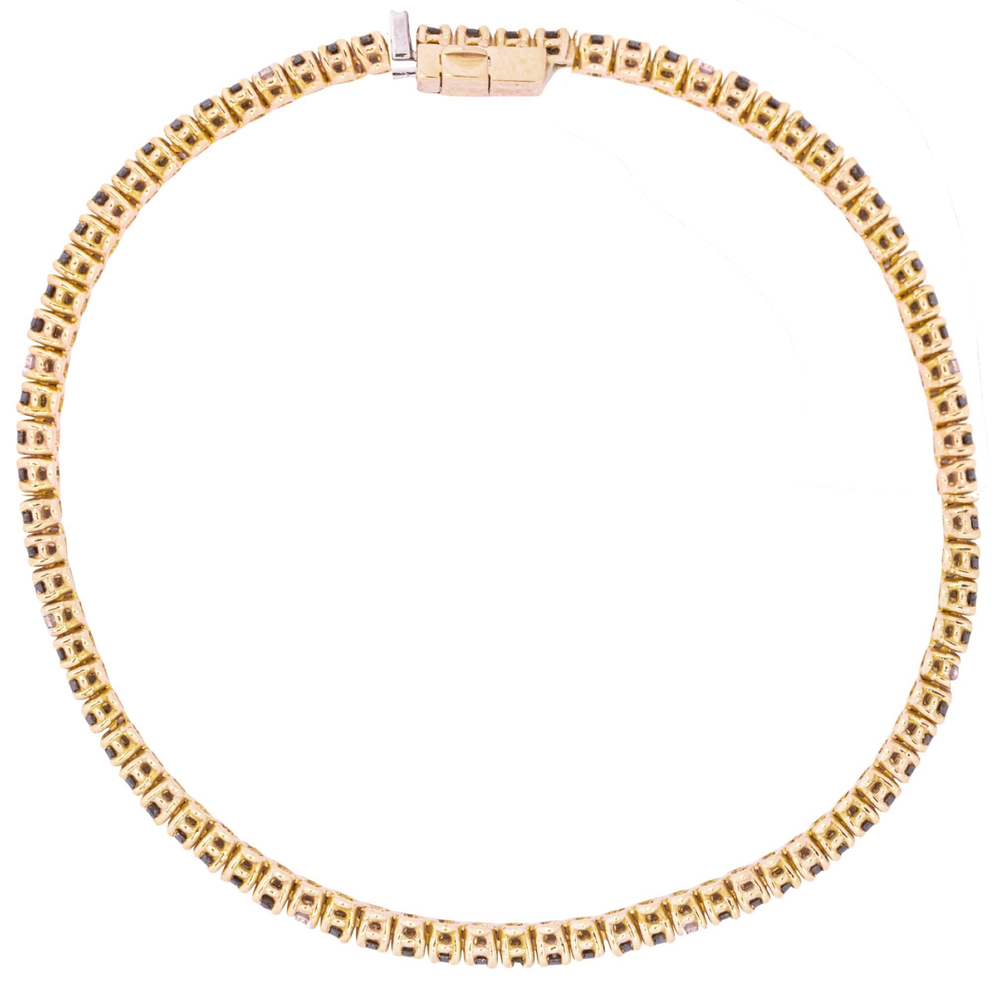 Alex Jona Bracelet tennis en or rose 18 carats avec diamants noirs et blancs Pour femmes en vente