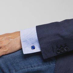 Alex Jona Blue and Black Enamel Sterling Silver Cufflinks