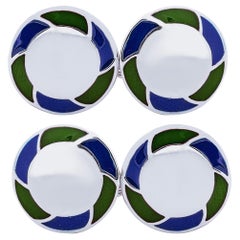 Gemelli Alex Jona in argento con smalto blu e verde
