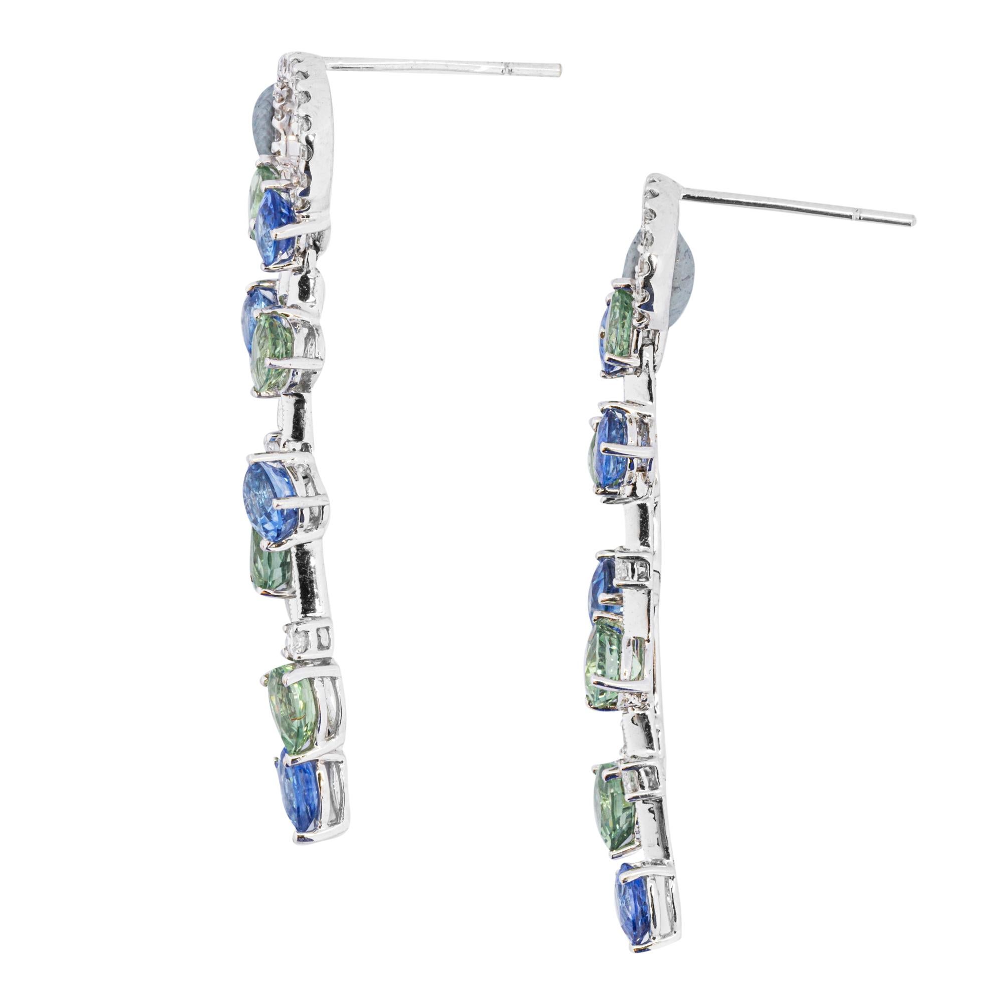 blue green sapphire earrings