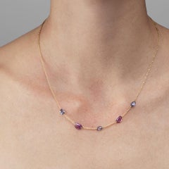 Alex Jona Blue and Pink Sapphire 18 Karat Yellow Gold Necklace