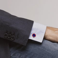 Alex Jona Blue and Red Enamel Sterling Silver Cufflinks