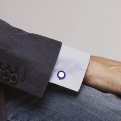 Alex Jona Blue and White Enamel Sterling Silver Cufflinks