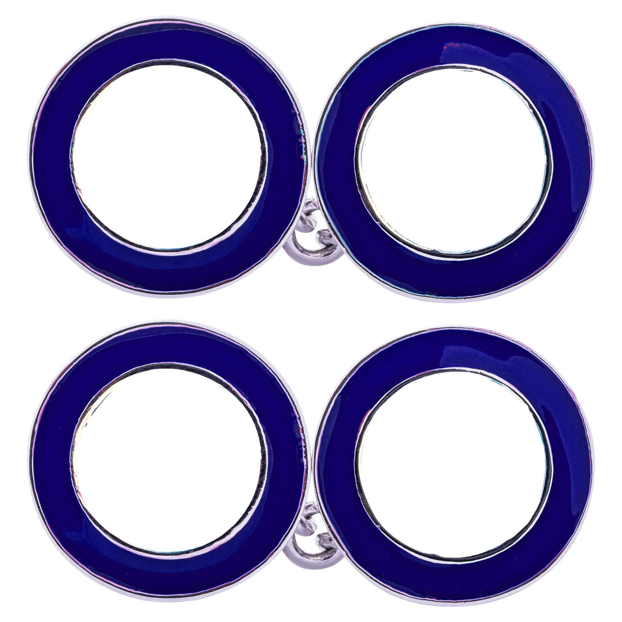 Gemelli Alex Jona in argento con smalto blu e bianco