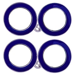 Gemelli Alex Jona in argento con smalto blu e bianco