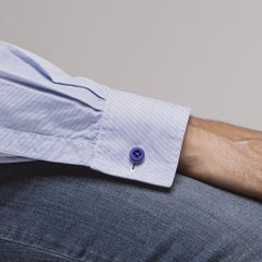 Alex Jona Blue Button Sterling Silver Button Cufflinks