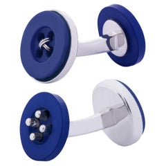 Boutons de manchette en argent sterling Alex Jona Blue Button