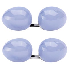 Alex Jona Blue Chalcedony Egg Sterling Silver Cufflinks