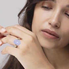 Alex Jona Bague en or jaune 18 carats avec calcédoine bleue et diamants blancs