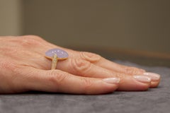 Blauer Chalcedon-Weißer Diamantring von Alex Jona aus 18 Karat Gelbgold