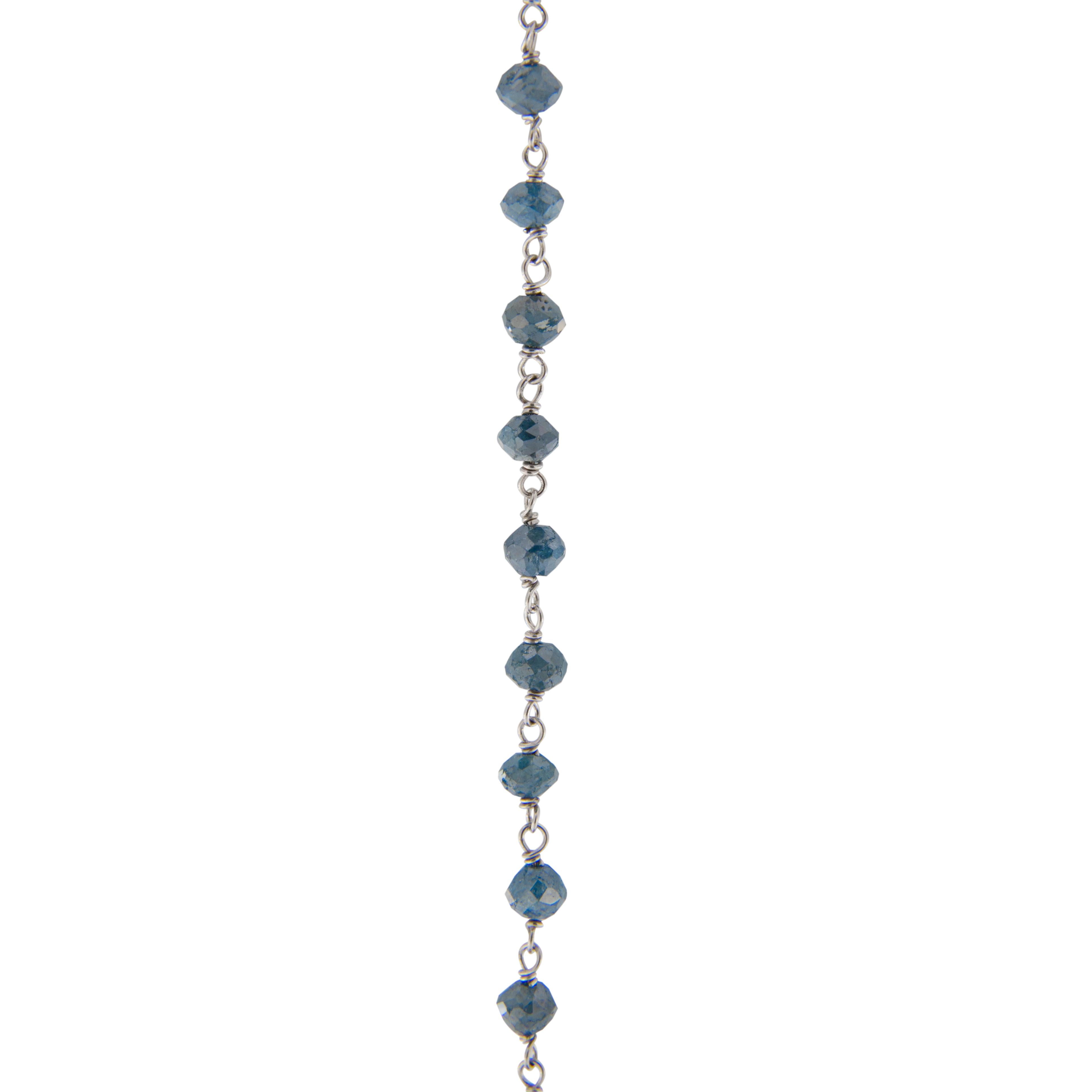 Alex Jona, collier de perles en or blanc et diamants bleus en vente 1