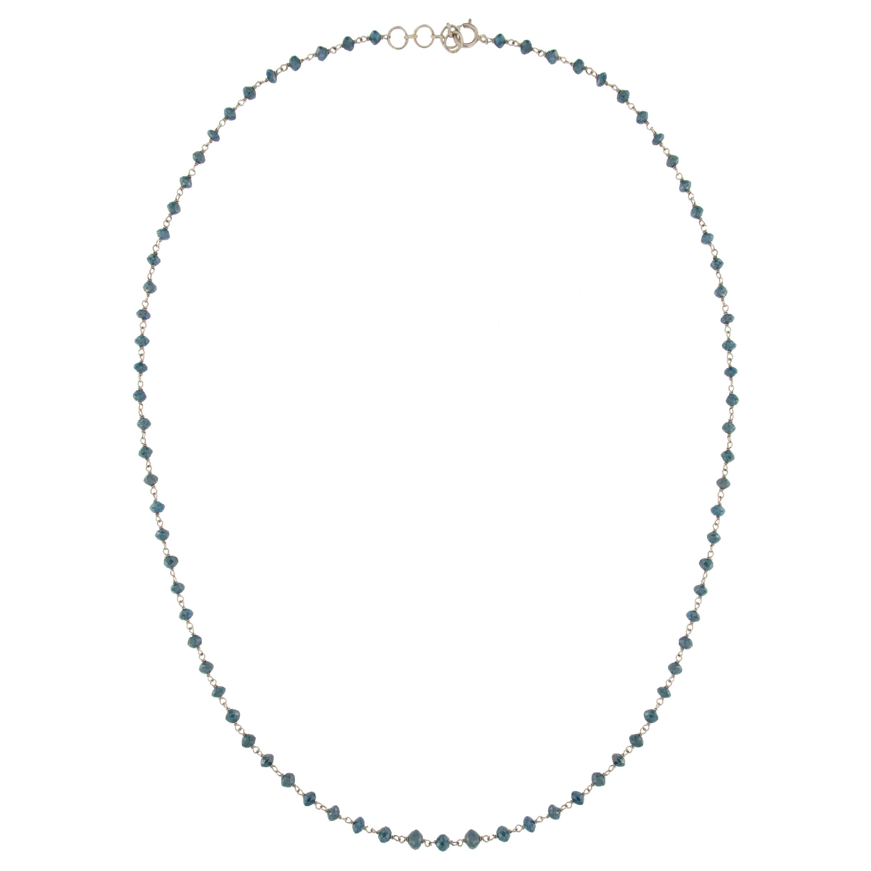 Alex Jona Blue Diamond White Gold Beaded Necklace For Sale