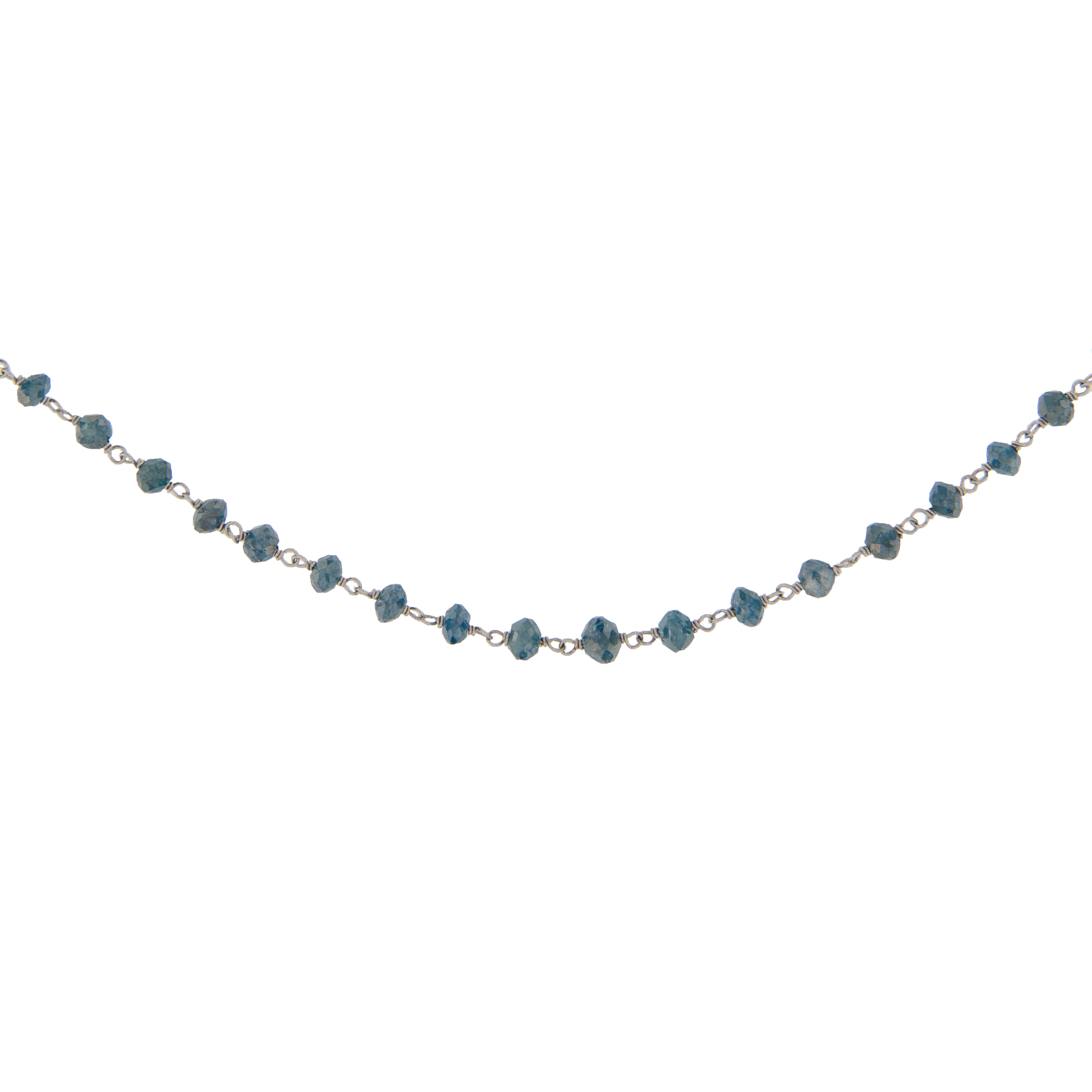 Contemporary Alex Jona Blue Diamond White Gold Beaded Necklace For Sale