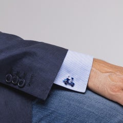 Alex Jona Blue Enamel Silver Scooter Cufflinks