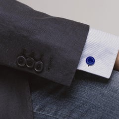 Alex Jona Blue Enamel Sterling Silver Cufflinks
