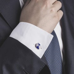 Alex Jona Blue Enamel Sterling Silver Cufflinks